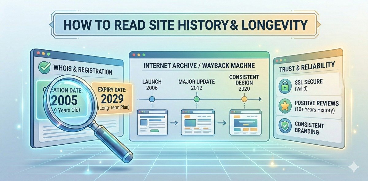 웹사이트의 기록과 운영 기간을 확인하는 방법
